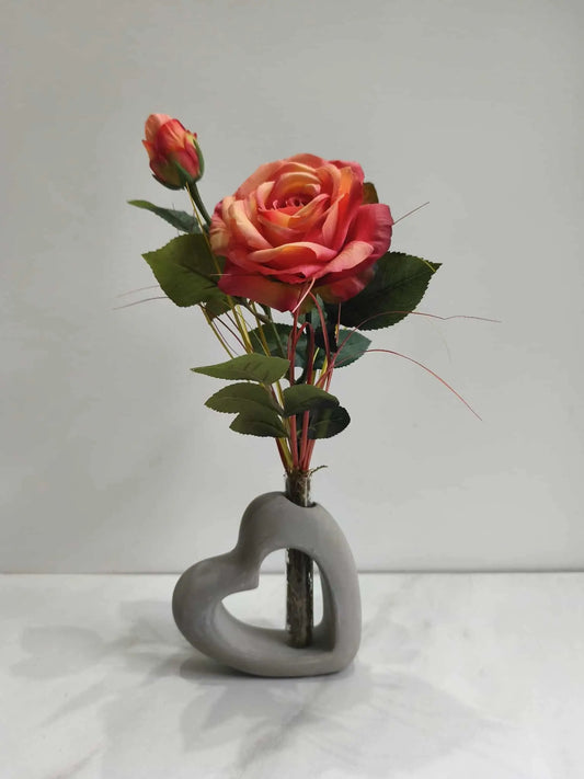 Rose dans un vase coeur Passion style
