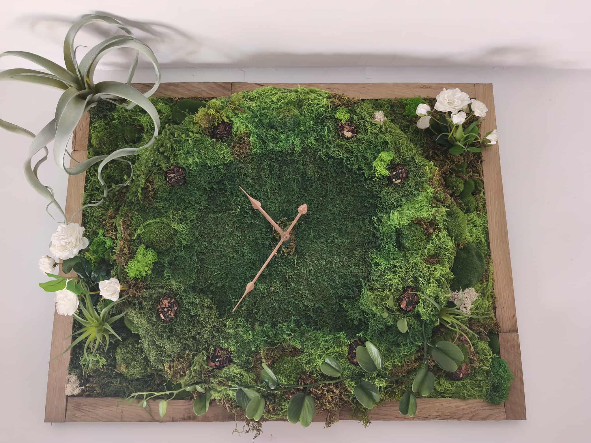 Horloge végétale encadrement en chêne