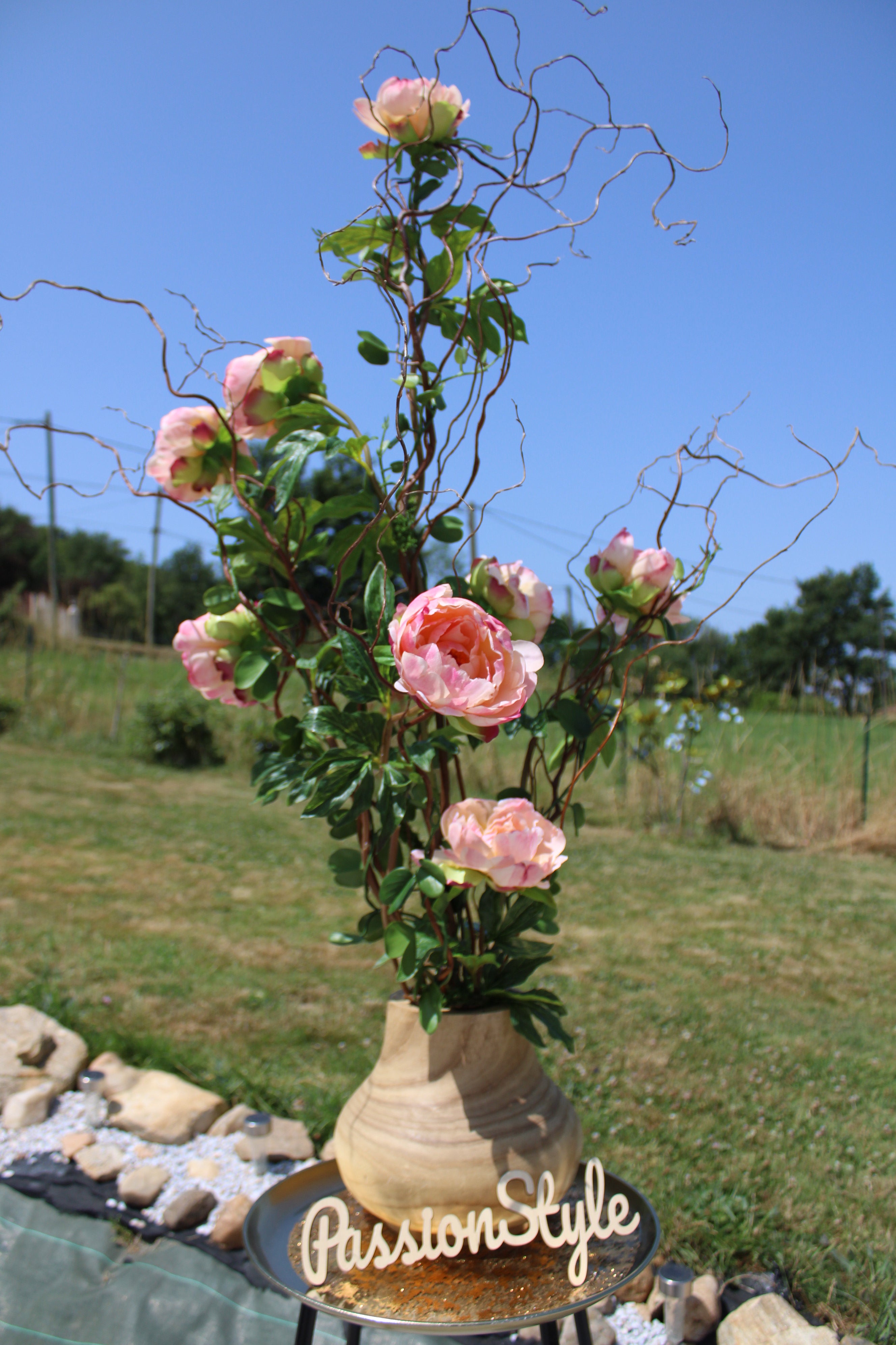 Composition pivoines artificielles